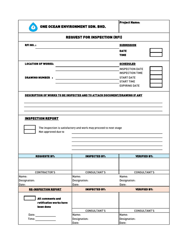 Form Request For Inspection - Ooe | PDF