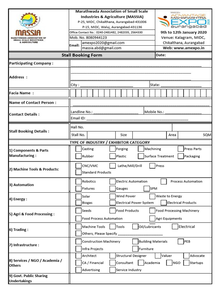 Stall Booking Form | PDF