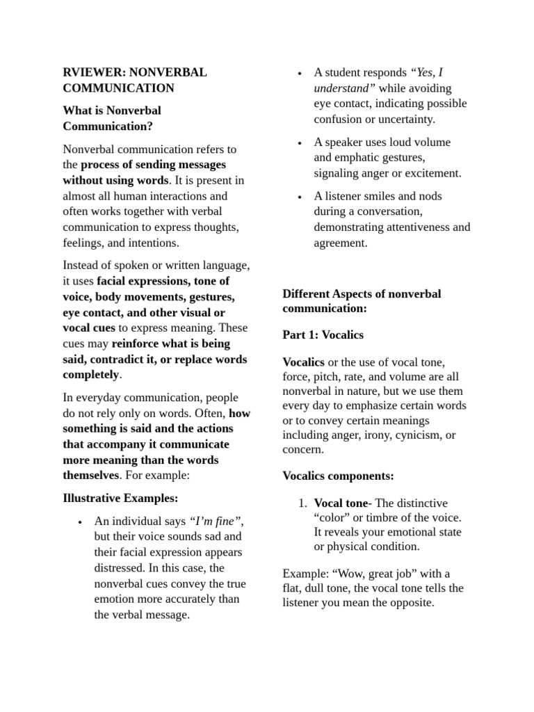 Nonverbal Communication | PDF | Nonverbal Communication | Communication