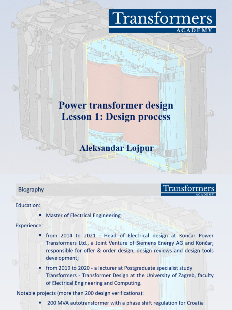 TA Presentation Design of Power Transformers e Lesson 1 Basic Level For ...