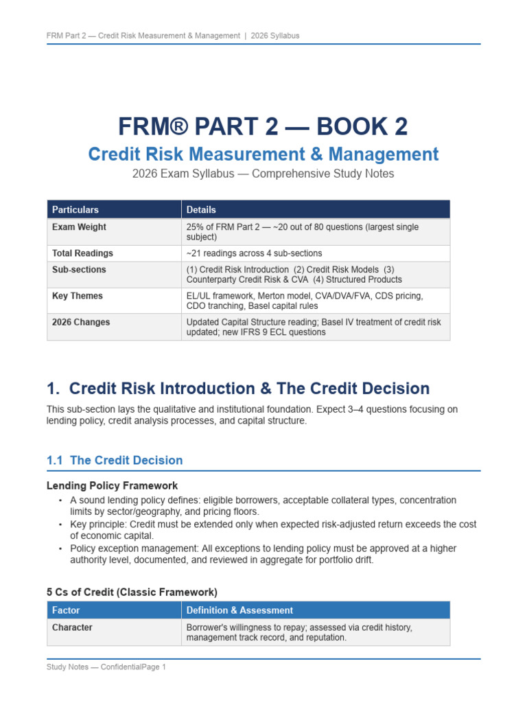 FRM Credit Risk 2026 | PDF