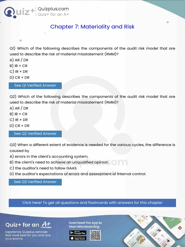 Which of The Following Describes The Components of The Audit Risk Model ...