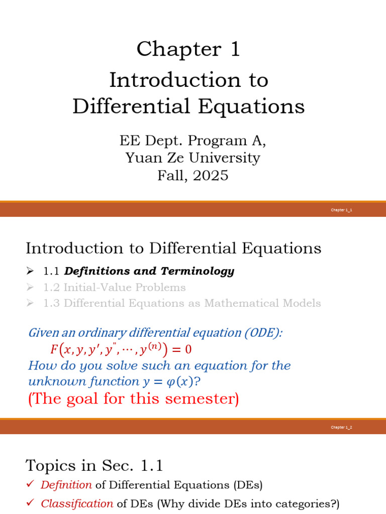 Chapter+1 Introduction+to+Differential+Equations 20250907 | PDF ...
