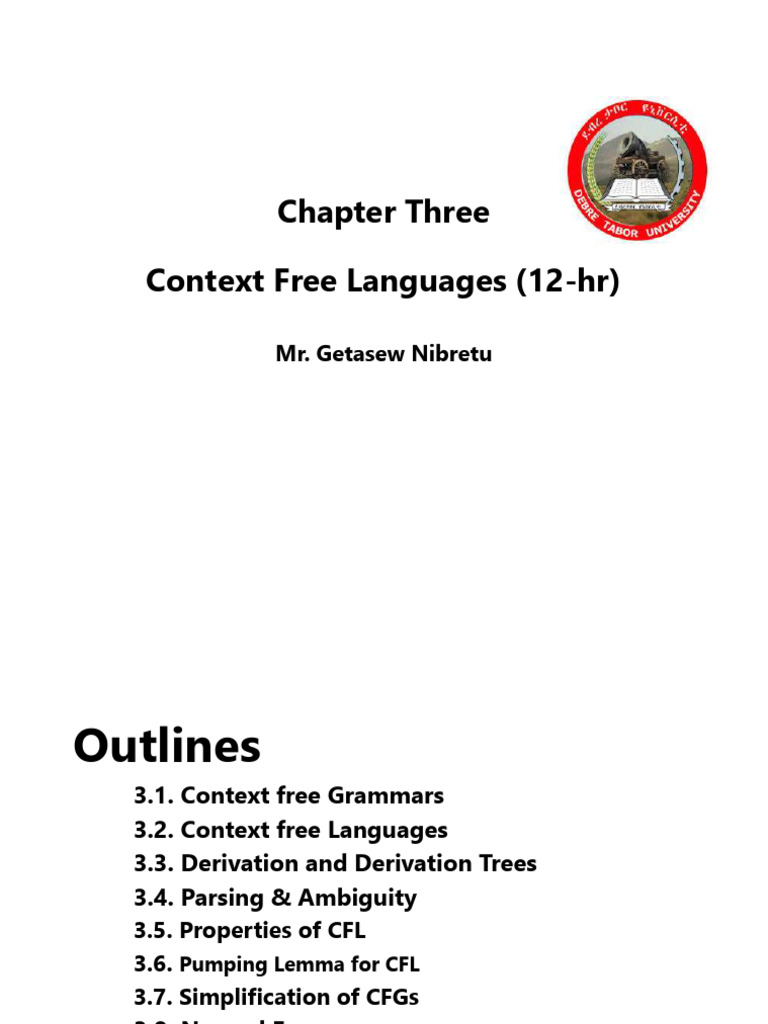 Chapter 3 Context Free Languages | PDF | Parsing | Syntax (Logic)