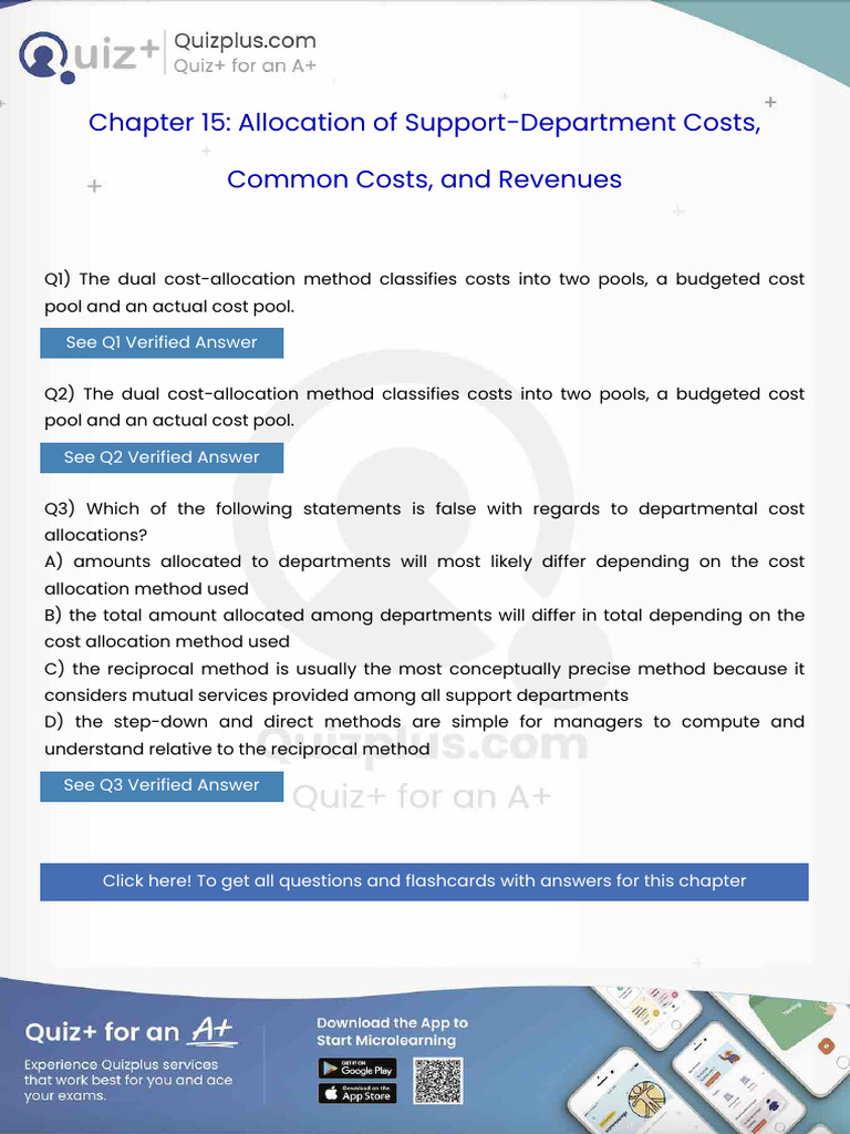 The Dual Costallocation Method Classifies Costs Into Two Pools A ...