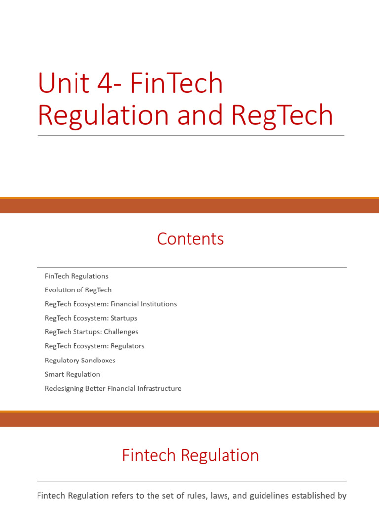 Unit 4 - FinTech Regulation and RegTech | PDF