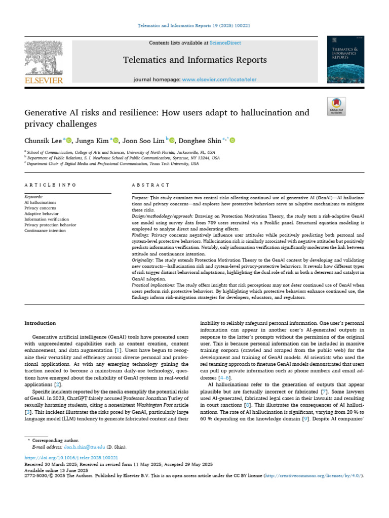 Generative AI Risks and Resilience How Users Adapt To Hallucination and ...