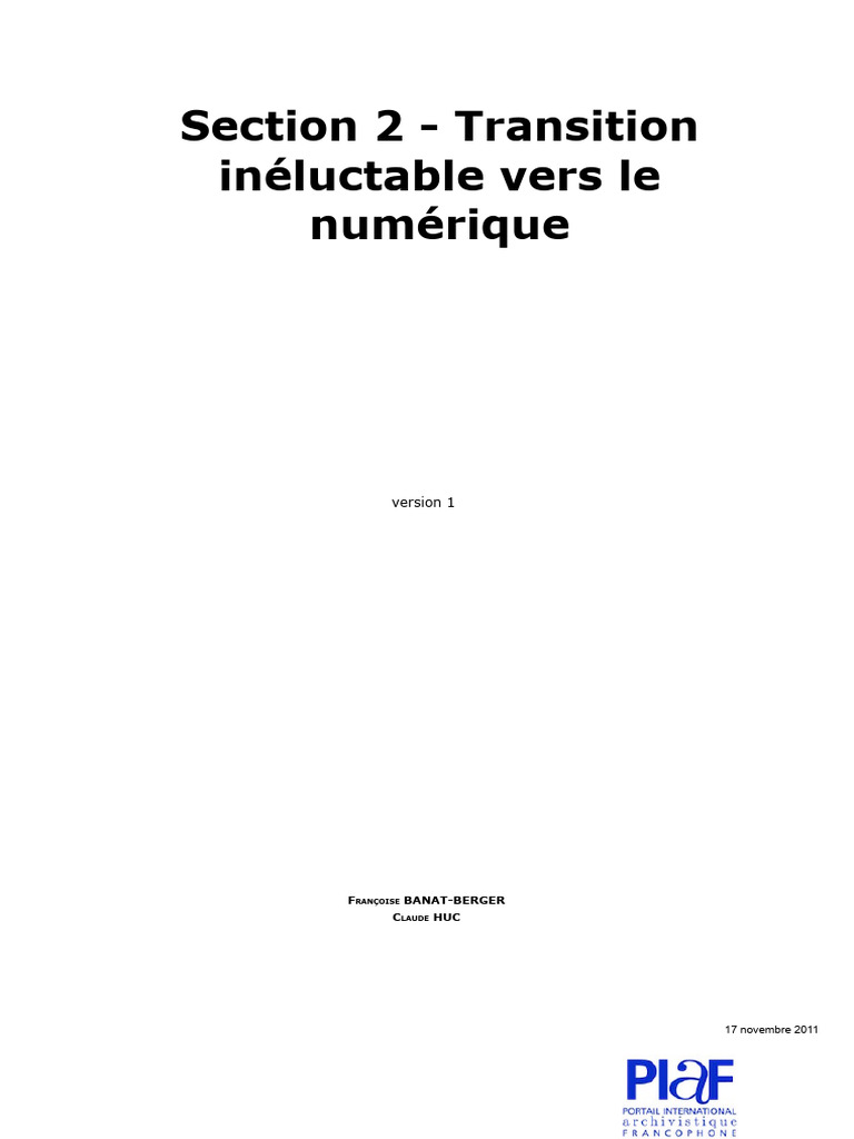2 - Transition Inéluctable Vers Le Numérique | PDF | Microsoft Word ...