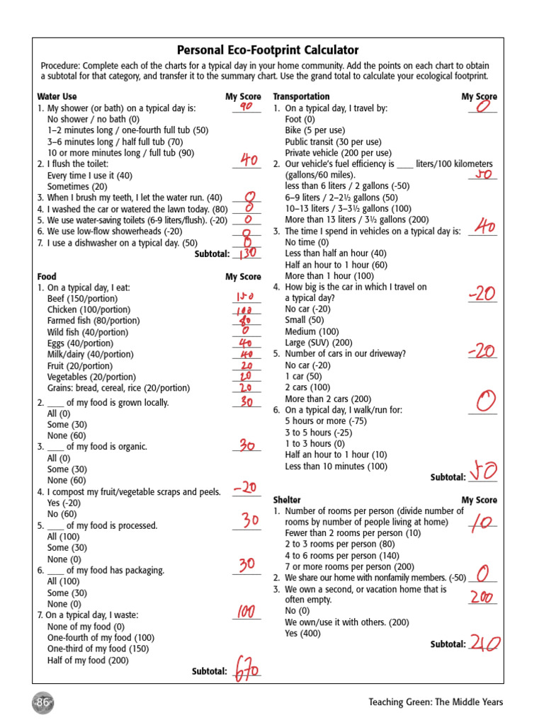 Footprint Calculator | PDF | Clothing | Shower