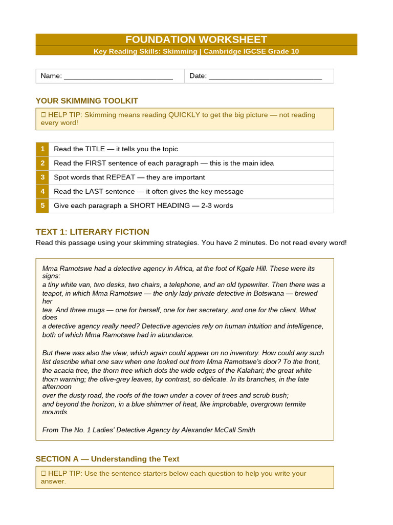 Foundation Worksheet | PDF