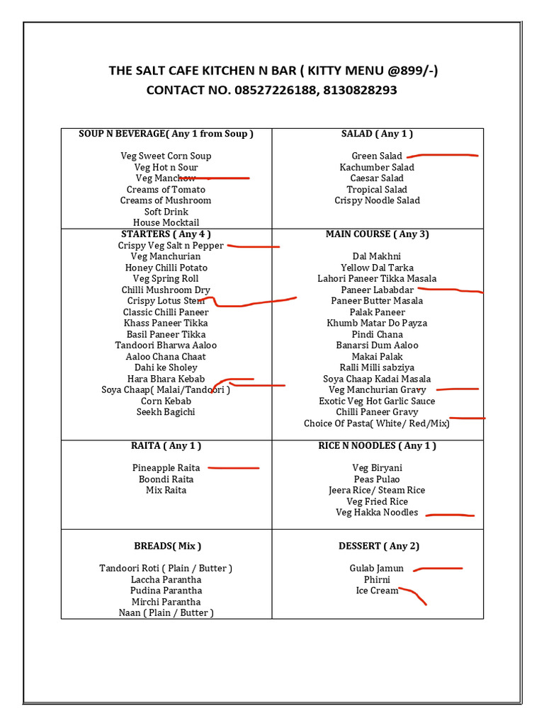 Kitty Party Menu | PDF