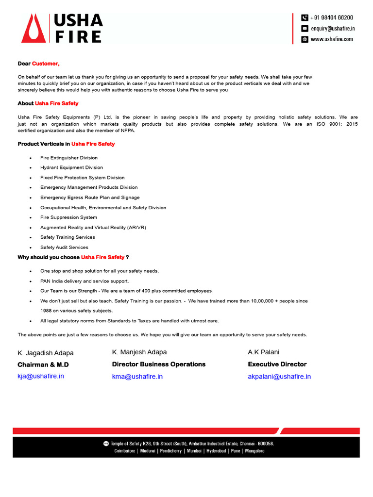 Fire Protection System Quote - Usha Fire Safety | PDF | Payments | Fire ...