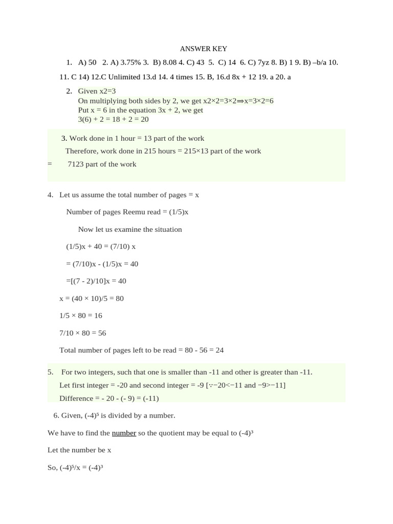 ANSWERKEYdocx 202402271107 0-1 | PDF | Elementary Mathematics | Arithmetic