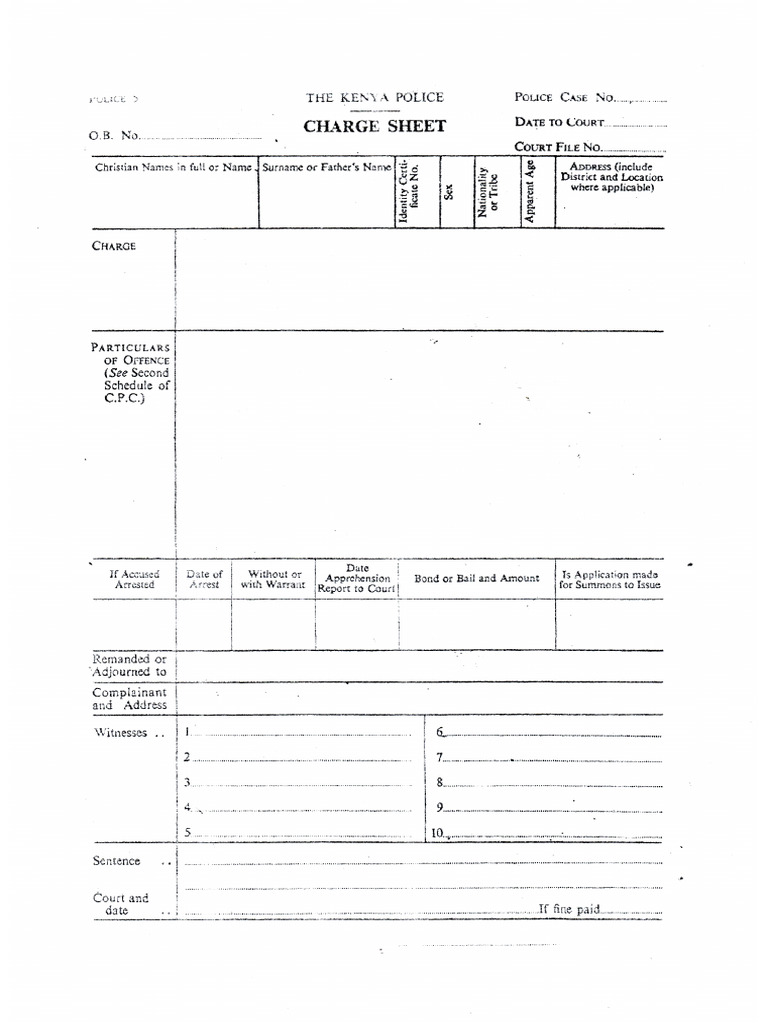 Kenya Police Charge Sheet | PDF