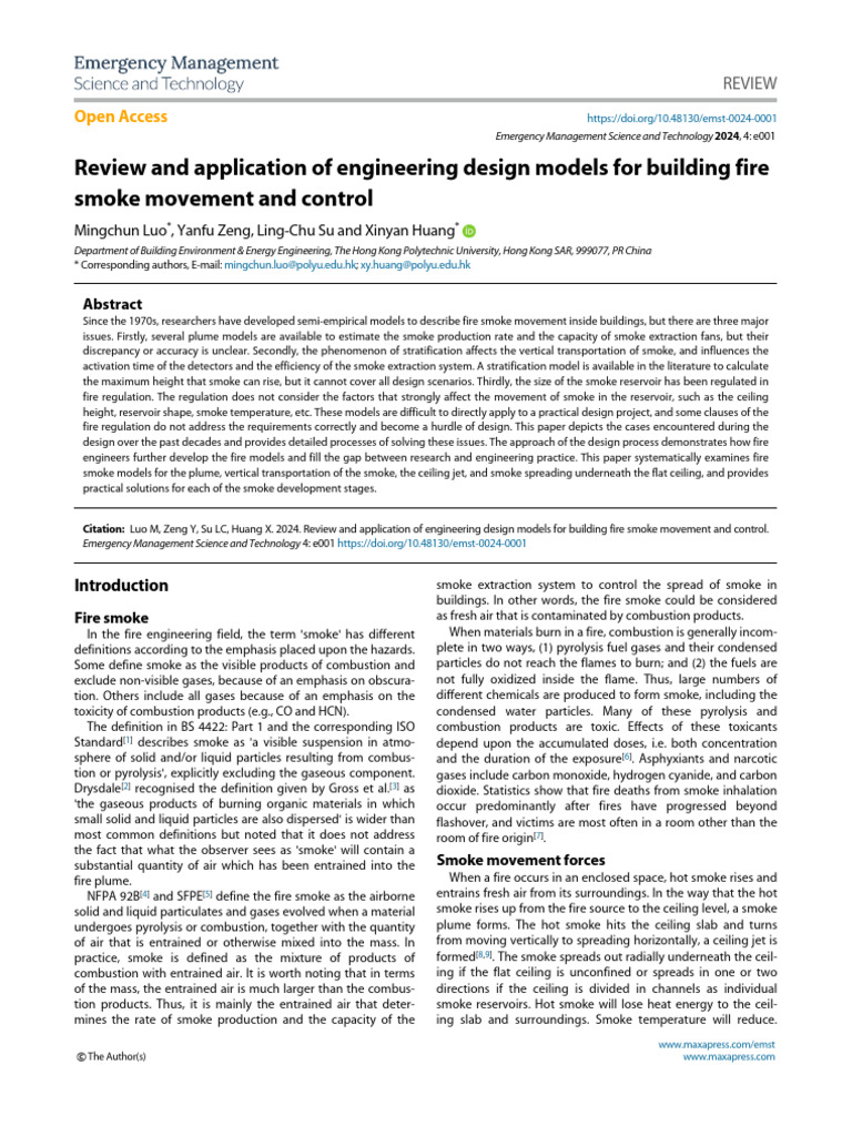 Review and Application of Engineering Design Models For Building Fire ...