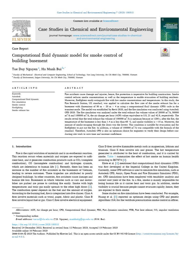 Computational Fluid Dynamic Model For Smoke Control of | PDF | Fires ...