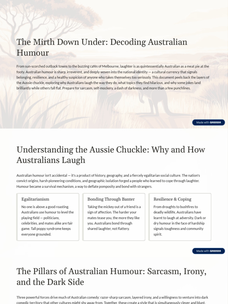 The Mirth Down Under Decoding Australian Humour | PDF