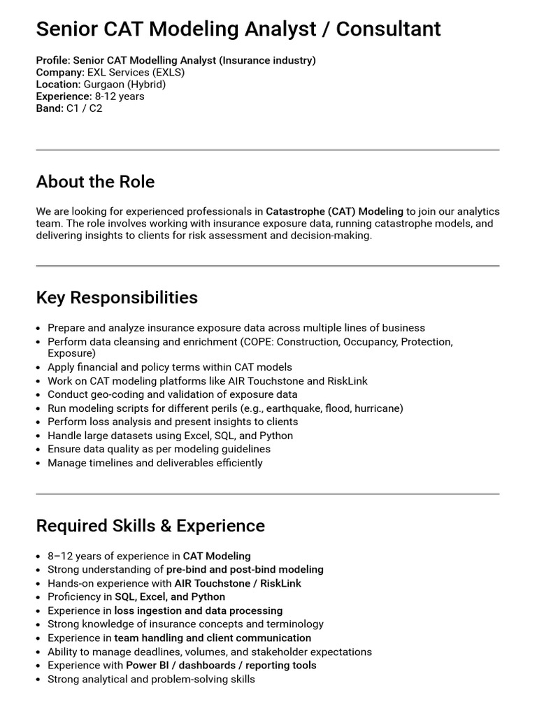 EXL CAT Modelling | PDF