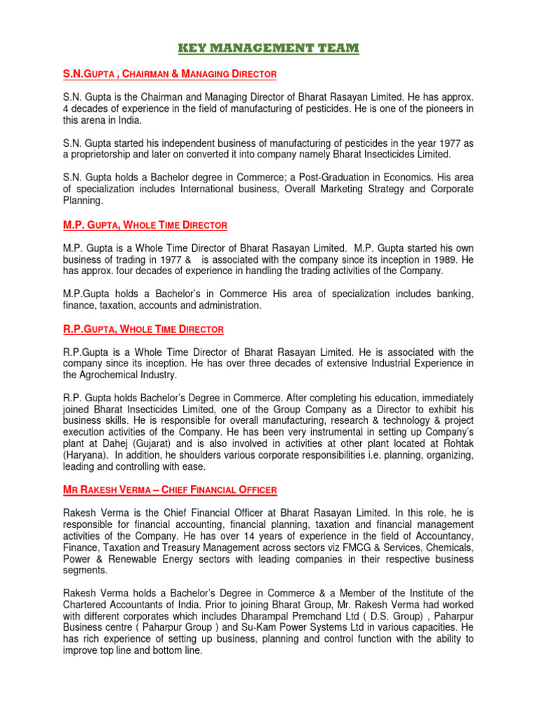71iuf KeyManagerialPersonnel | PDF | Business | Economies