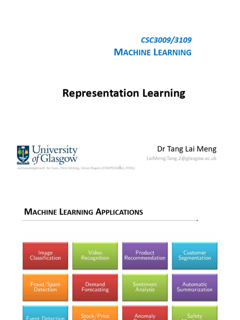 Lecture 06 - Representation Learning - Updated | PDF