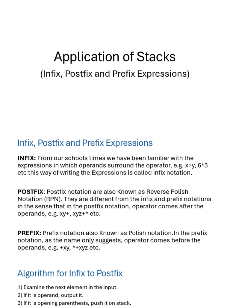 Application of Stacks (Incomplete) | PDF