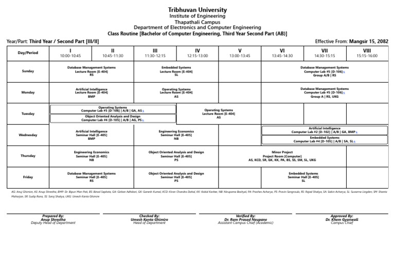 Class Routine BCT 2079 Ab | PDF | Computing