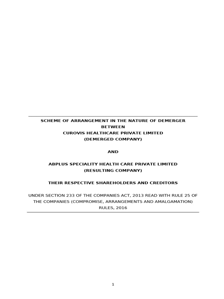 Scheme of Demerger v8 Curovis | PDF | Taxes | Expense