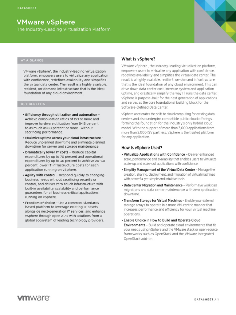 Vsphere Datasheet | PDF