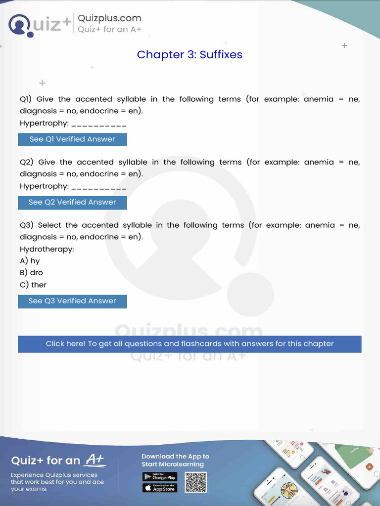 Give The Accented Syllable in The Following Terms For Example Anemia Ne ...