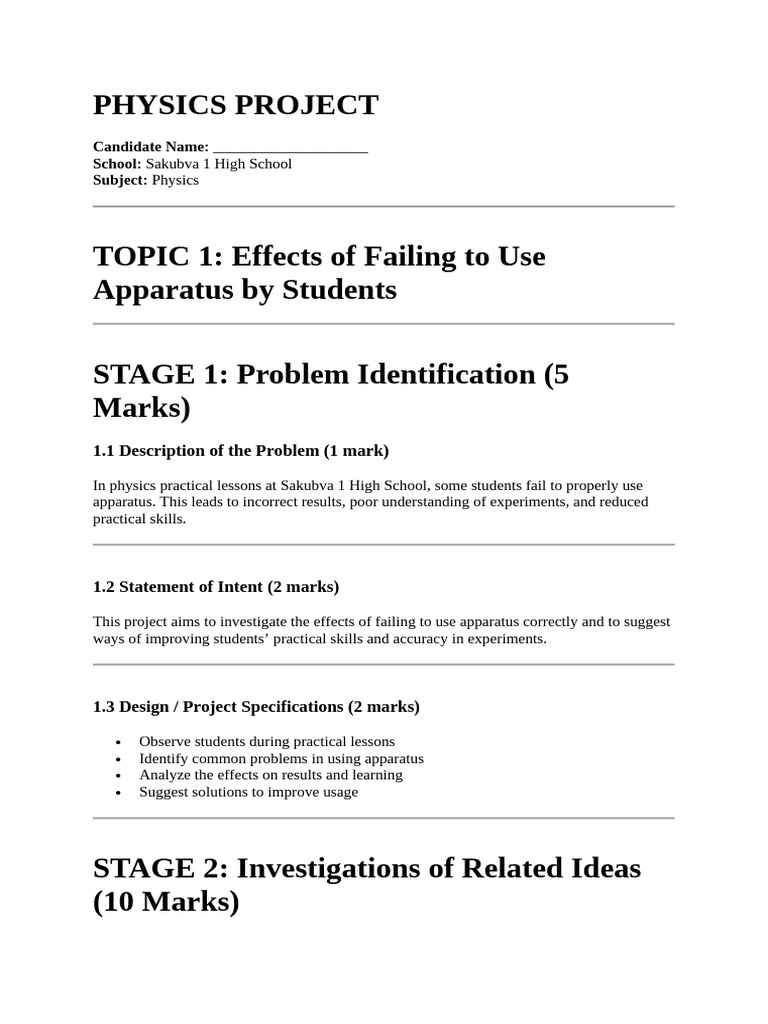 Physics Project 1 & 2 | PDF