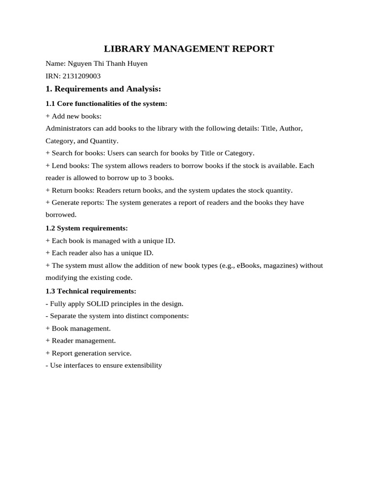 Library Management Report | PDF