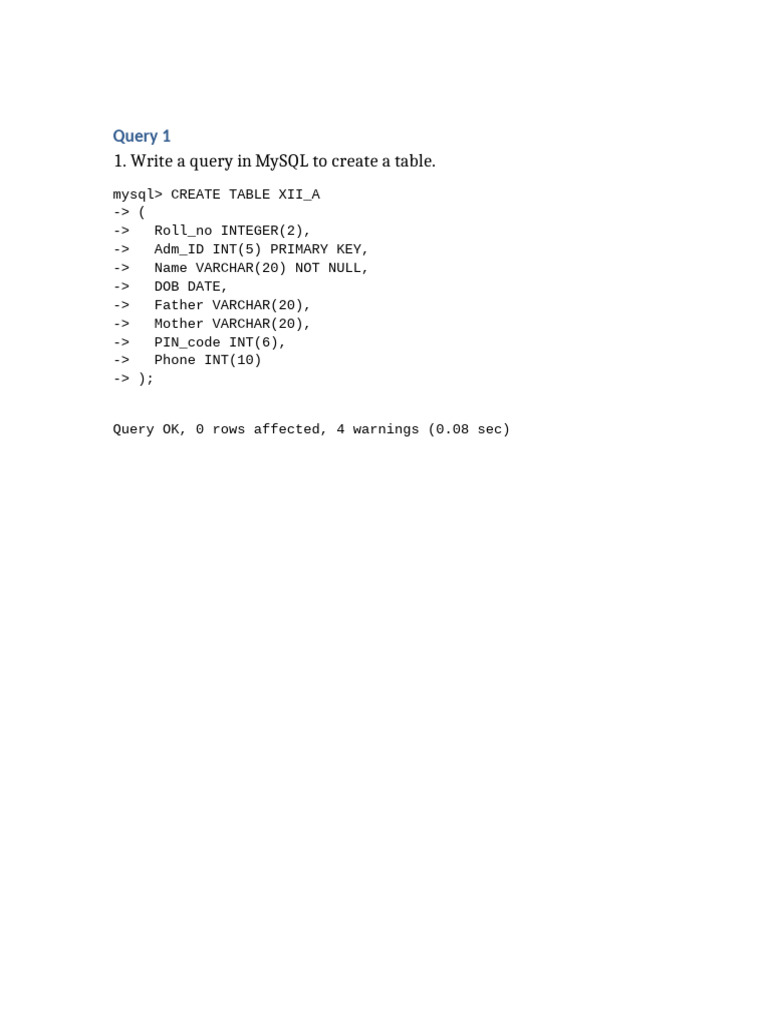 Query1 Sample Format-1 | PDF