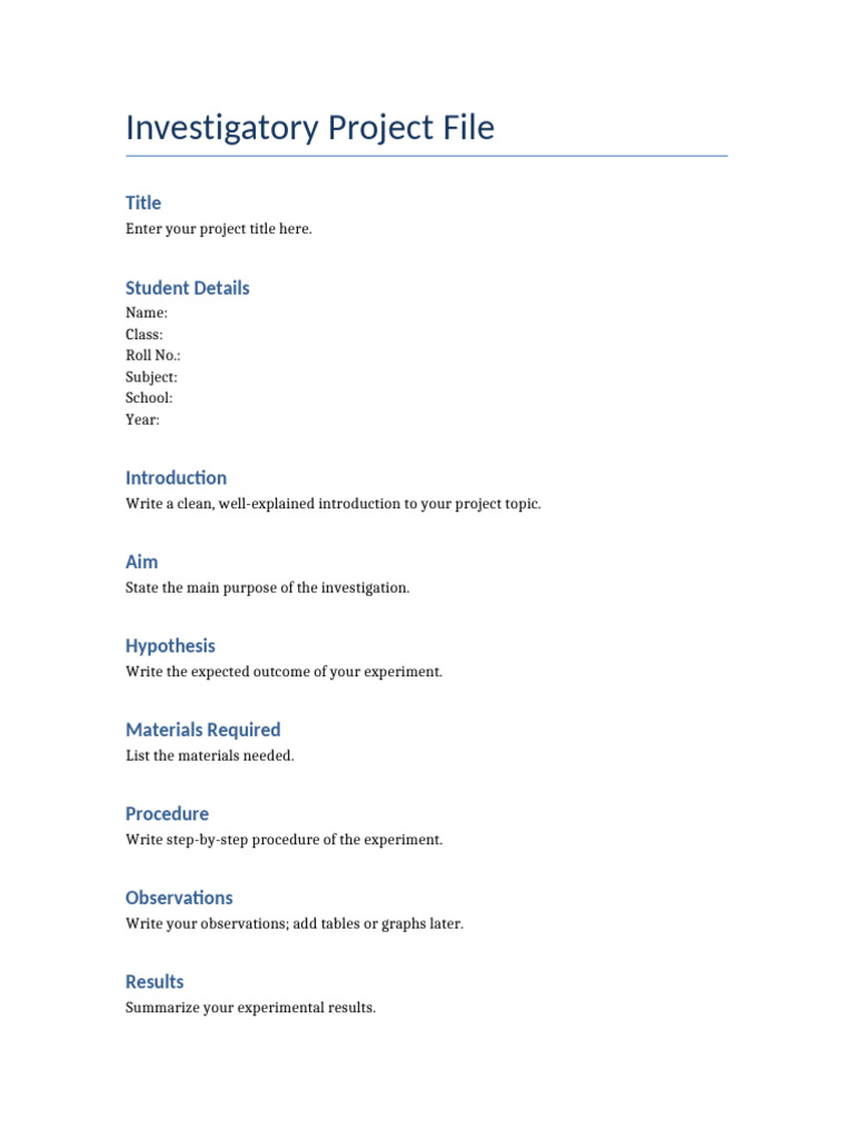 Investigatory File Template | PDF
