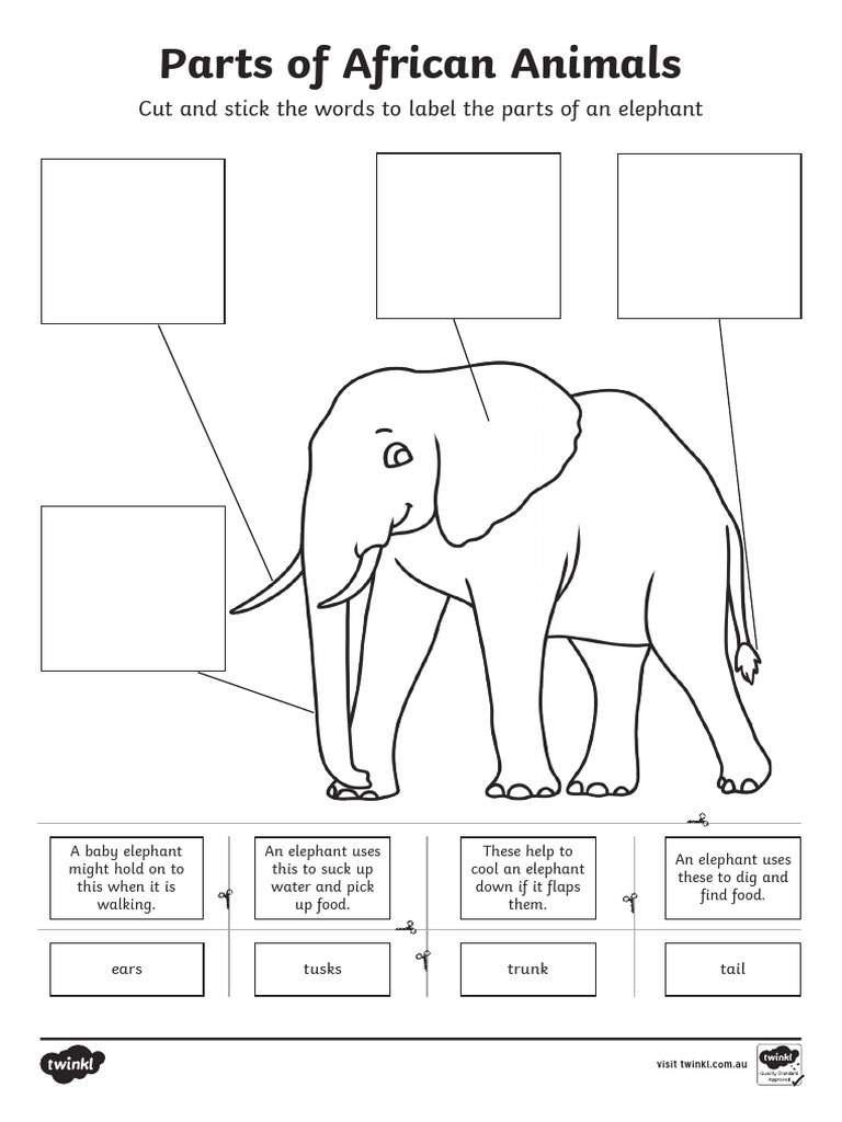 Au SC 2001 Parts of African Animals Cut and Paste Activity Sheets Ver ...