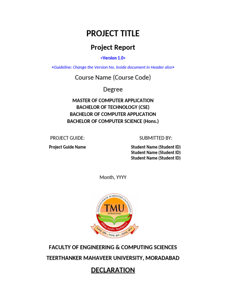 T003A TMU Project Report Template (IT Internal Projects) v5.0 | PDF ...