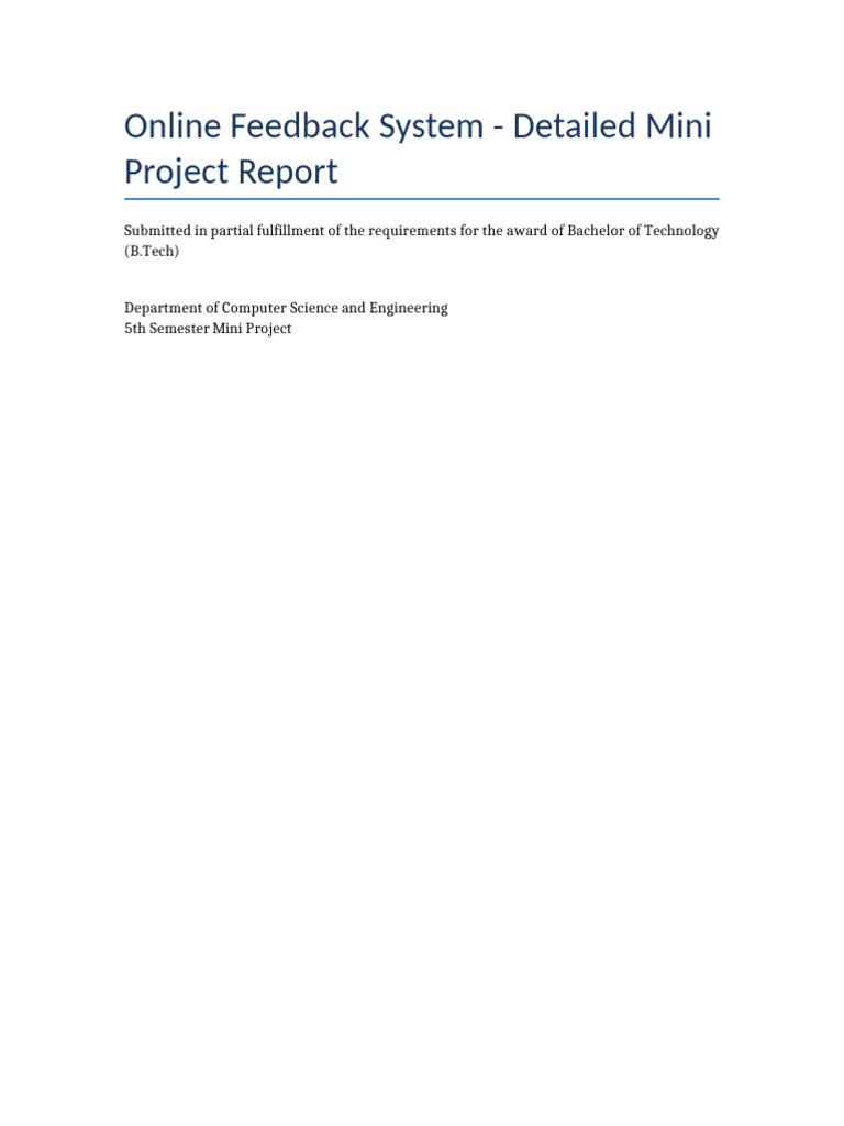 Online Feedback System Detailed Report | PDF | Databases | My Sql