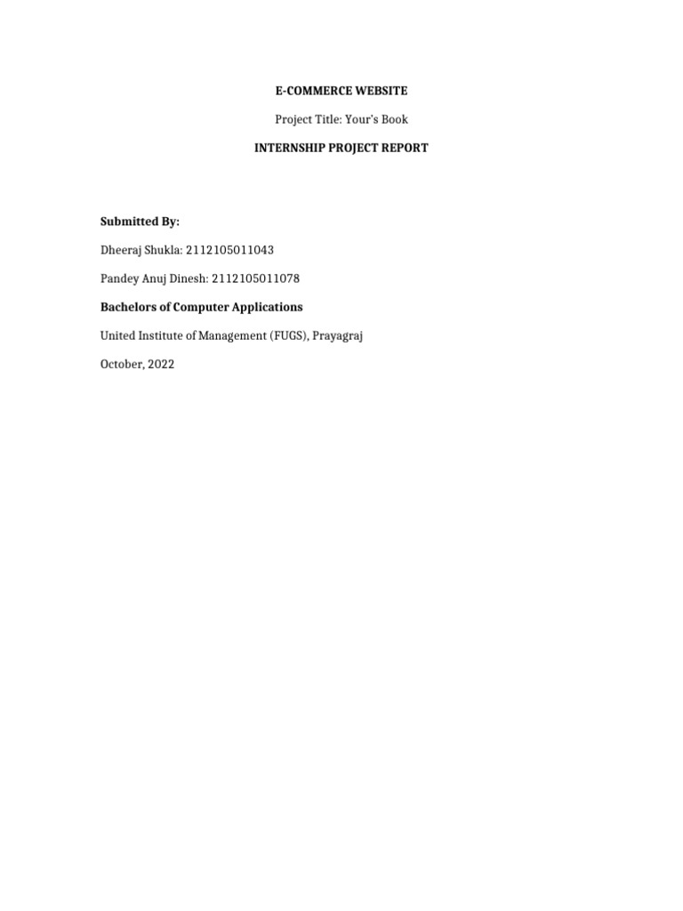 Yours Book Ecommerce Project Document | PDF