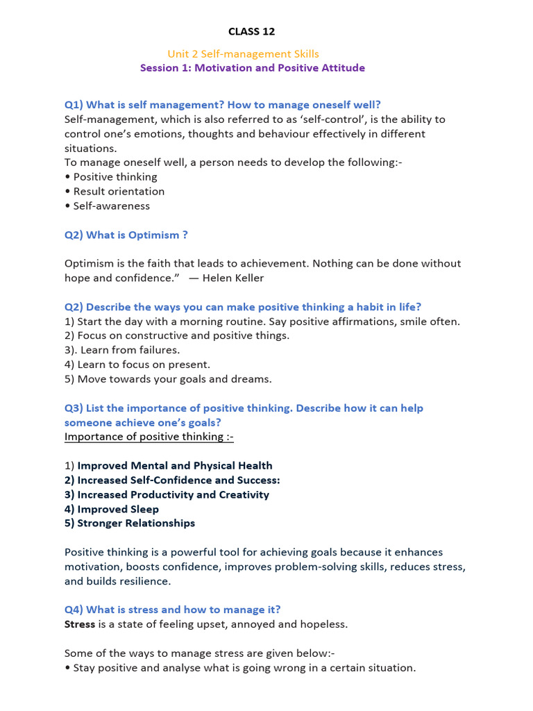 Unit 2 Topic-Motivation and Positive Attitude | PDF | Motivational ...