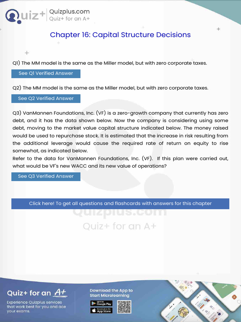 The Mm Model is the Same as the Miller Model but With Zero Corporate ...