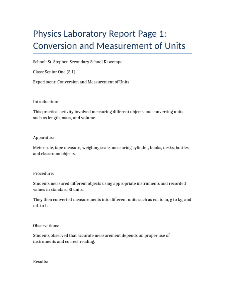 Physics Lab Report 40 Pages | PDF | Measurement | Volume