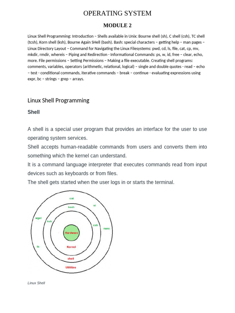 Operating System Notes | PDF | Control Flow | Shell (Computing)