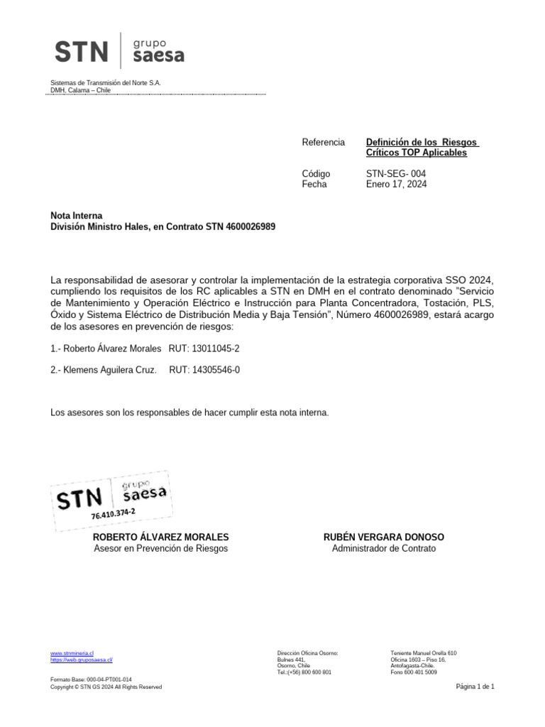 004 Nota Interna Definicion de RC TOP Aplicables | PDF