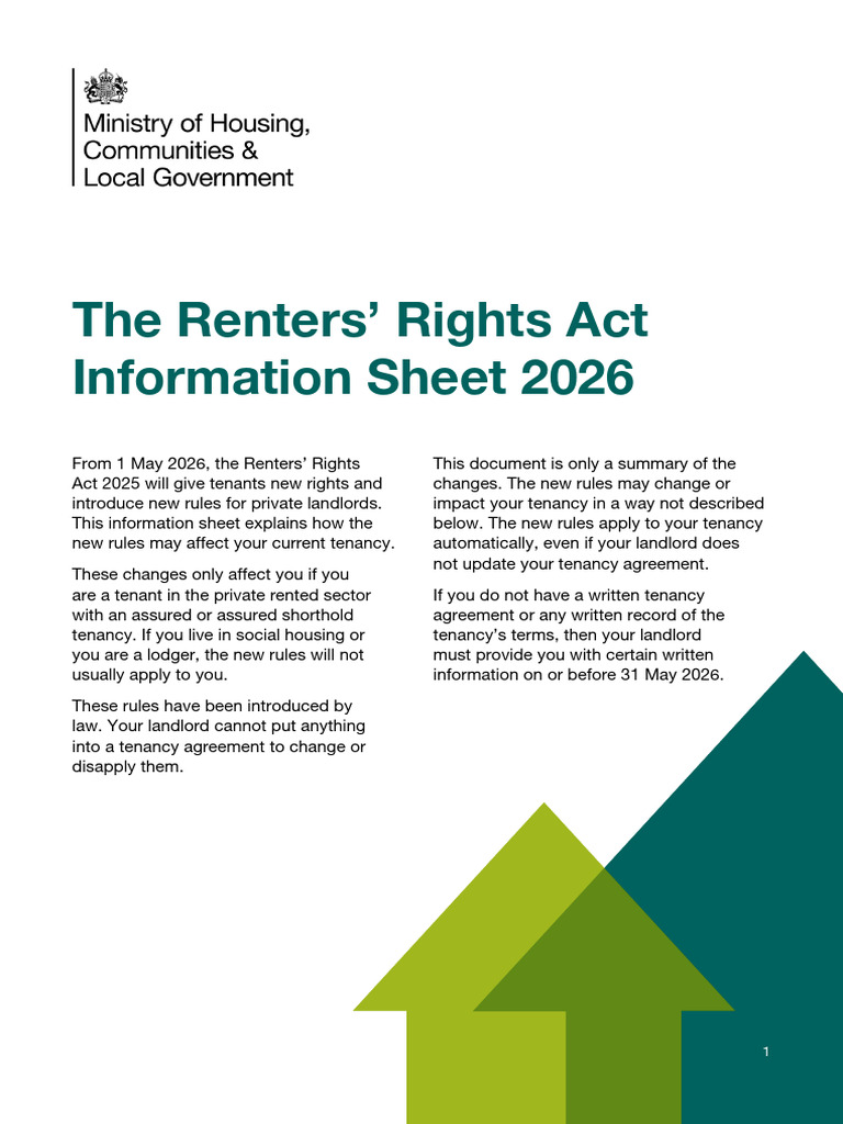 The Renters Rights Act Information Sheet 2026 | PDF | Lease | Landlord