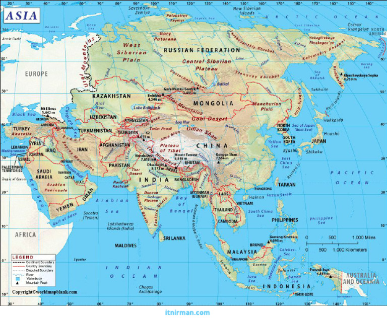 Labeled Map of Asia | PDF