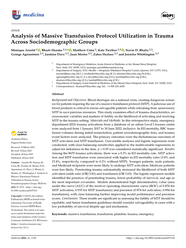 2025 Massive Transfusion Protocol Utilization | PDF | Blood Transfusion ...