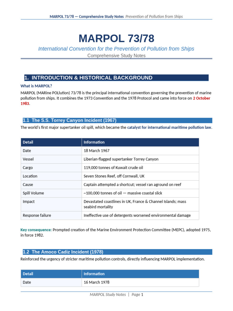 MARPOL StudyNotes | PDF