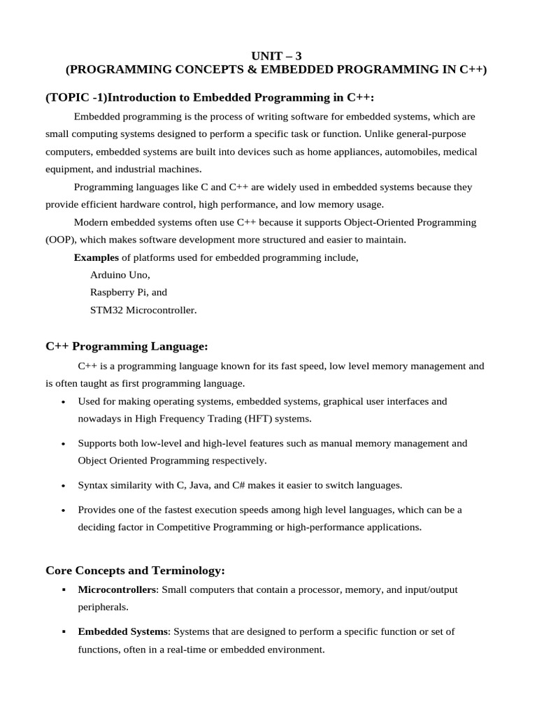 Embedded System (Unit-3) | PDF | Embedded System | Object Oriented ...