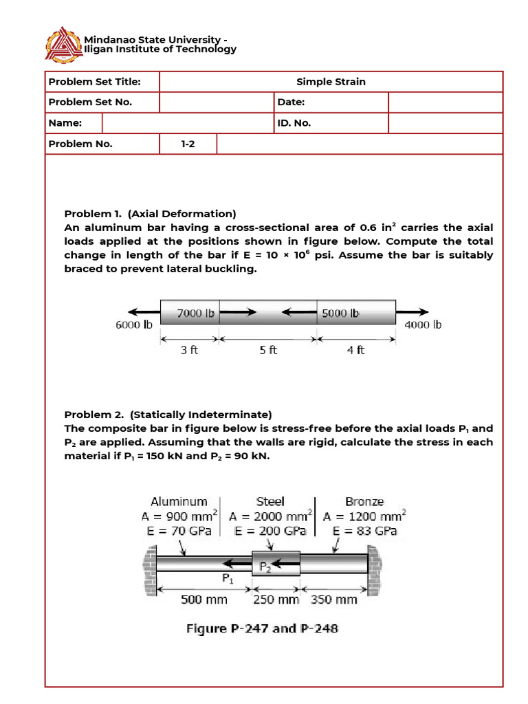 Problem Set 2 - Simple Strain | PDF