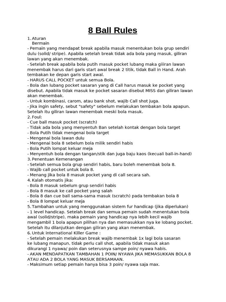 8 Ball Rules | PDF