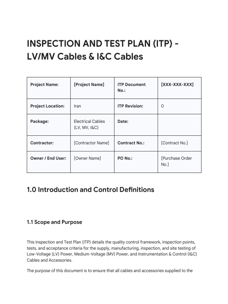 Cable Inspection and Test Plan | PDF